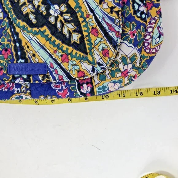 Vera Bradley Purse Iconic Shoulder Bag Carson Blue Multi Romantic Paisley Quilt - Picture 8 of 14